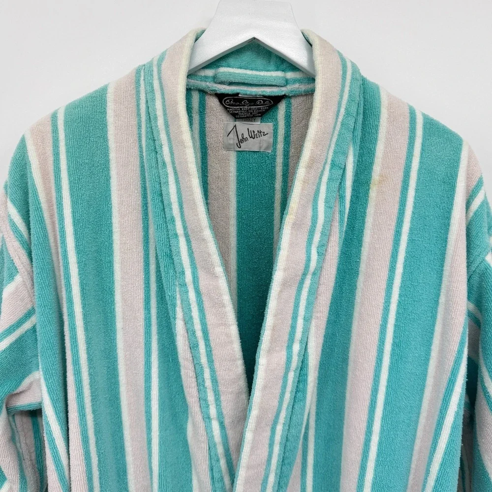 Vintage Terry Cloth Mens Robe One Size Pockets Belted Smoking Jacket Old Money